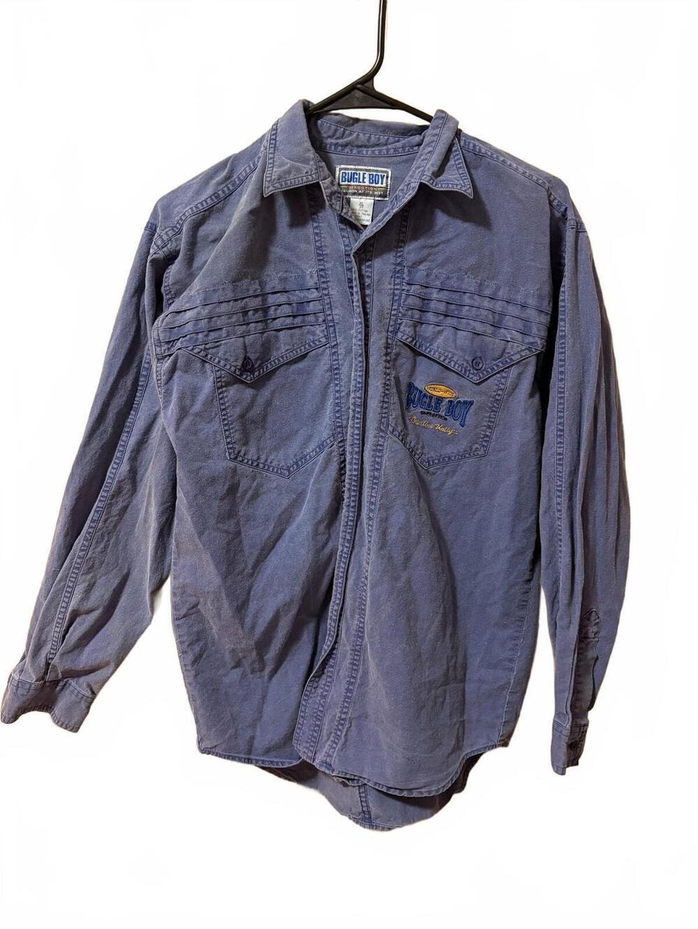 VTG 1990s Bugle Boy Blue Denim Overshirt Heavyweight Jean Jacket Retro Grunge XL